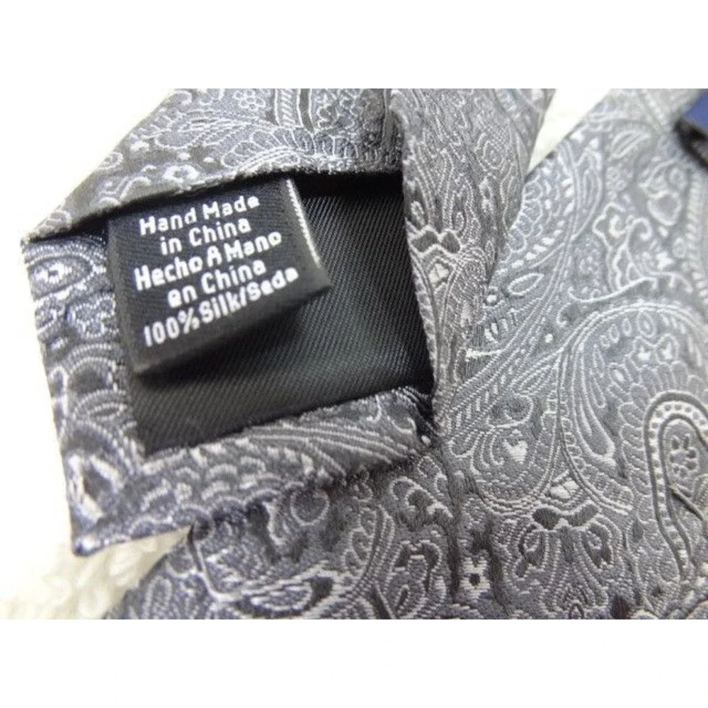 Classic Paisley Gray Black White croft and borrow Men's Tie Necktie
